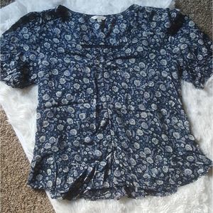 Lucky Brand Blue Floral Shirt Size Medium